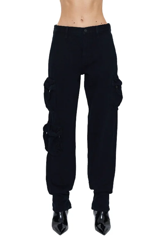 stretchy ribbed wide leg pants -Women's Bobbie Utility Pants In Abyss