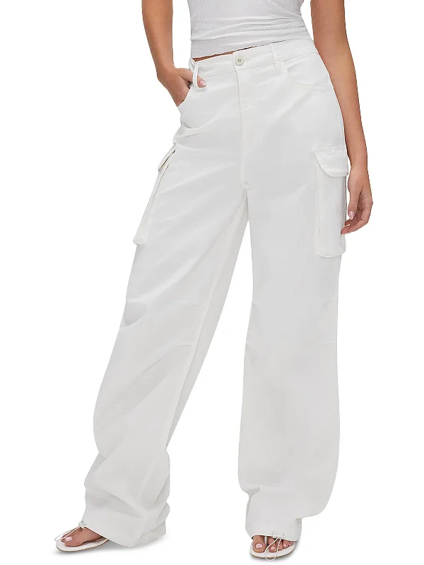 minimalist slim dress pants -Womens Twill High Rise Cargo Pants