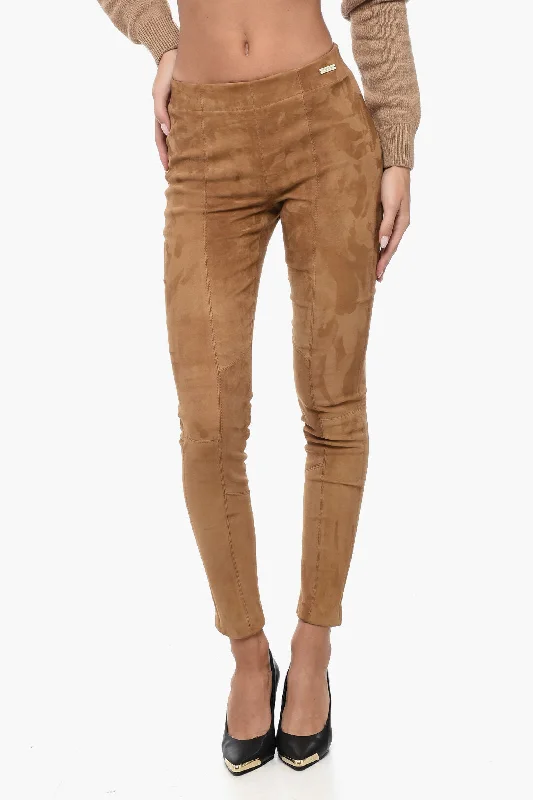 bold checkered cargo pants -Woolrich Elastic Waistband Suede Leggings