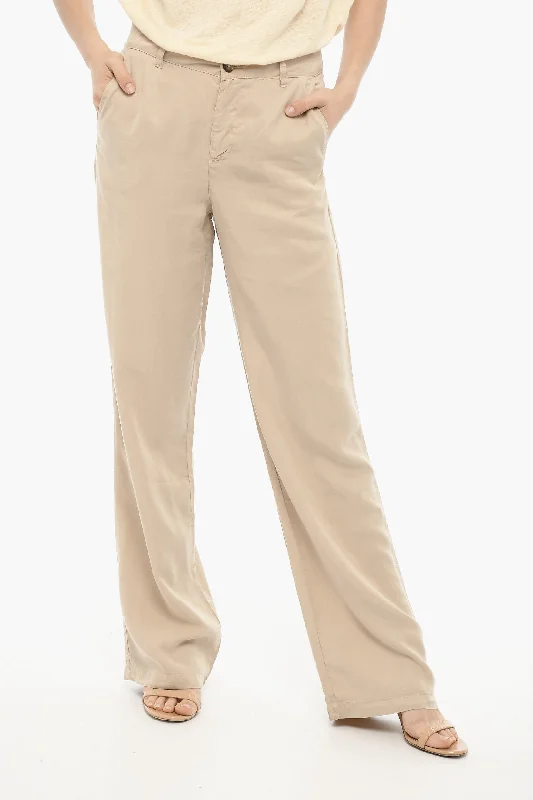 soft bamboo casual pants -Woolrich Single Pleat Flared Pants