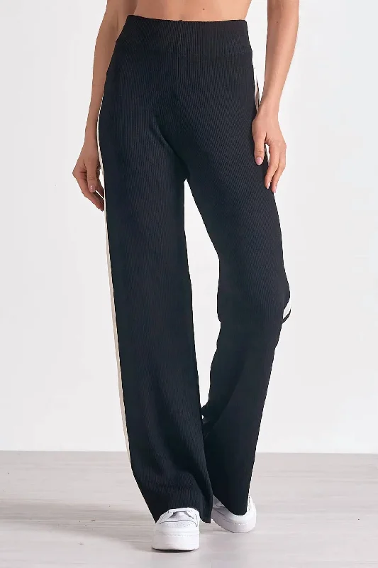 vintage retro jogger pants -Wyatt Pant Pull On Side Pant In Black/white