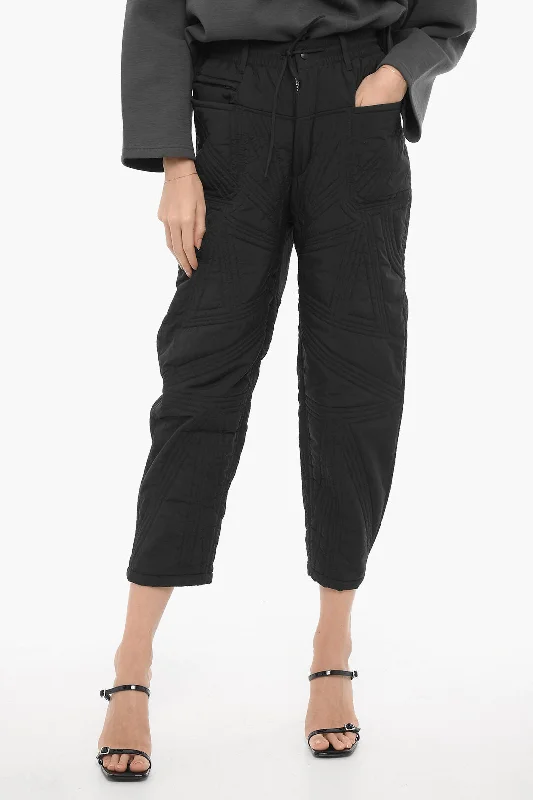 flared hem sweat pants -Y-3 by Yohji Yamamoto ADIDAS Quilted Nylon Pants with Belt Loops