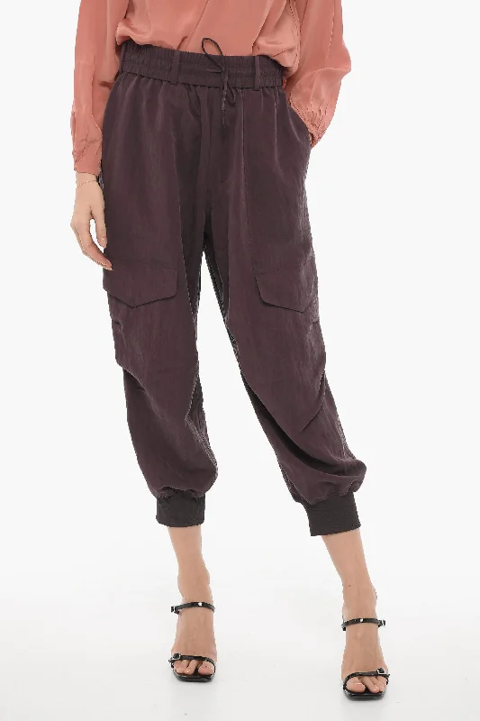 flared hem chino pants -Y-3 by Yohji Yamamoto ADIDAS Wide Leg Cargo Pants with Elastic Waistband