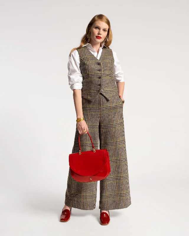 chic culottes wide leg pants -Zoey Belted Pant Leeds Houndstooth Wool